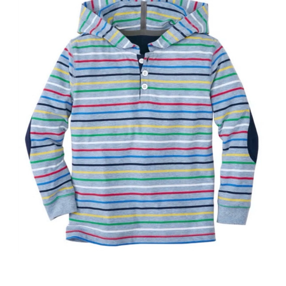 Hanna Andersson Light Gray Hooded Top with Multicolor Stripes